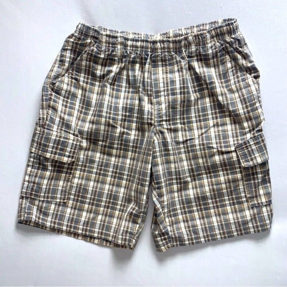 Plaid Preppy Cargo Shorts Boy’s 18H Spring Summer Elastic Waist Pull On Spring